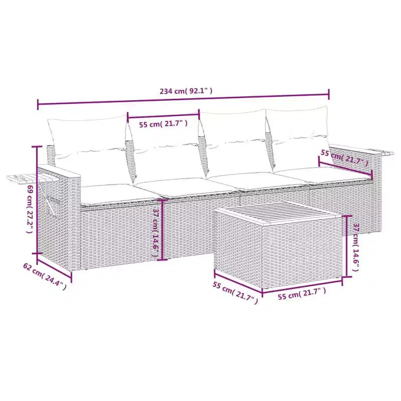 vidaXL Salon de jardin gris
