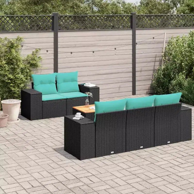 vidaXL Ensemble de canapés de jardin 6 pièces avec coussins Résine tressée noire