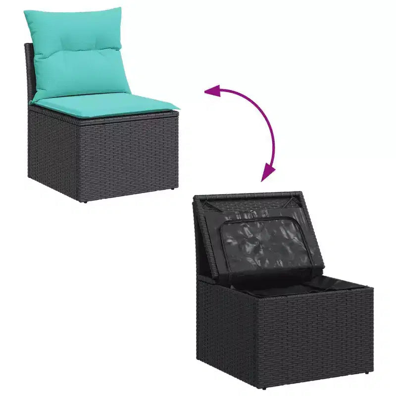 vidaXL Ensemble de canapés de jardin 6 pièces avec coussins Résine tressée noire