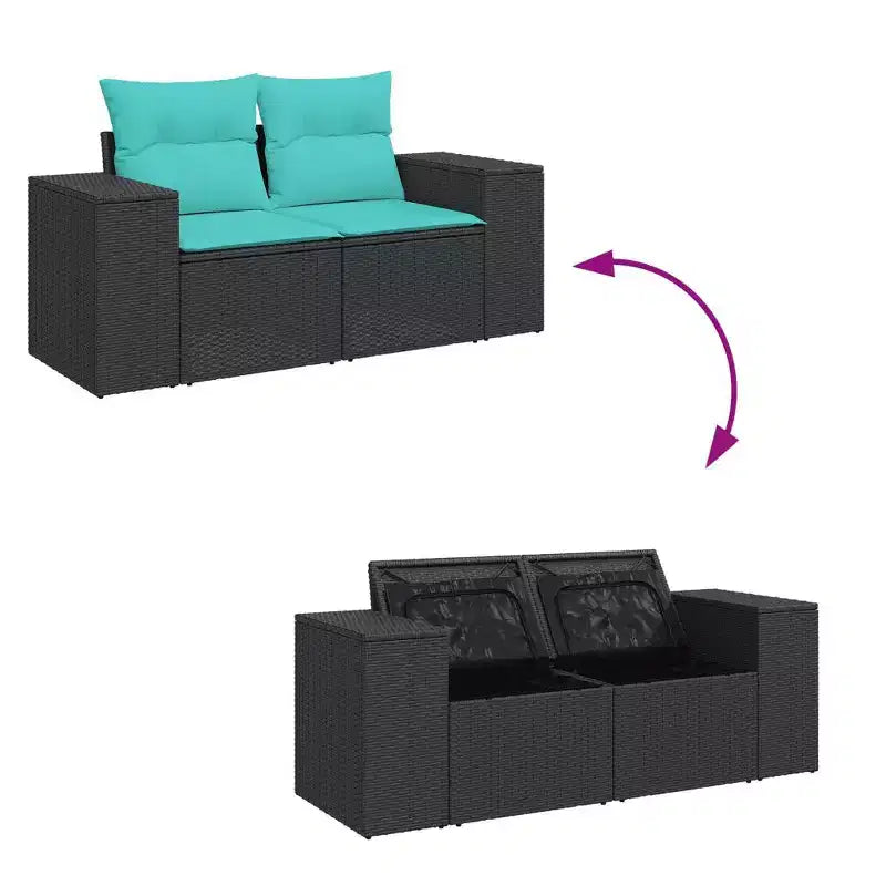 vidaXL Ensemble de canapés de jardin 6 pièces avec coussins Résine tressée noire