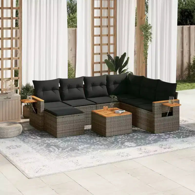 vidaXL Salon de jardin gris, gris foncé