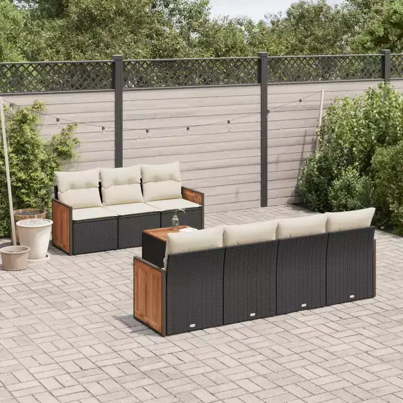 vidaXL Ensemble de canapés de jardin en résine tressée noire avec grands pieds réglables
