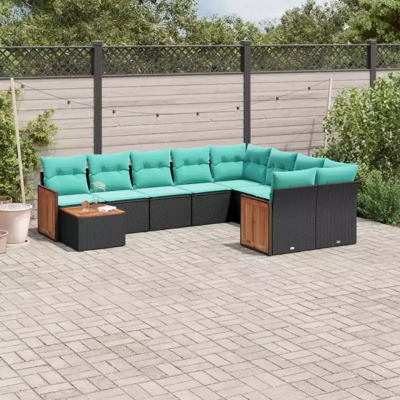vidaXL Salon de jardin modulaire en résine tressée noir grand format