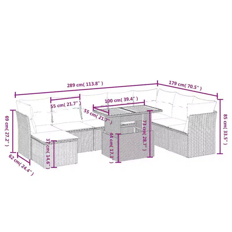 vidaXL Salon de jardin 9 pcs avec coussins résine tressée noir
