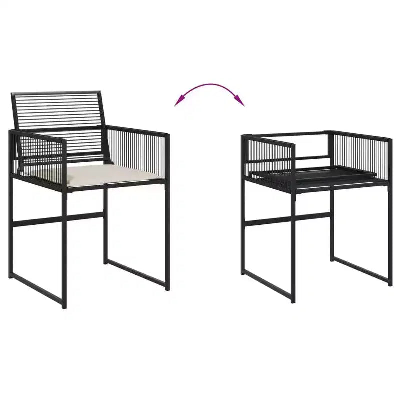 vidaXL Ensemble de salle à manger de patio avec coussins Table et chaise d'extérieur en résine tressée noire