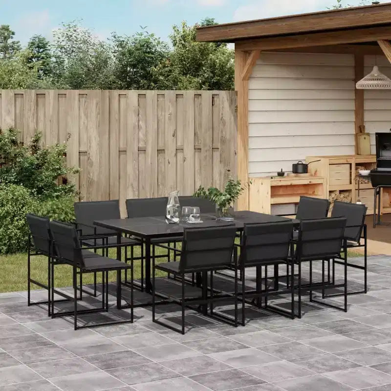vidaXL Salon de jardin 11 pièces avec coussins textilène noir