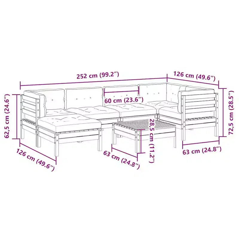 vidaXL Ensemble de canapés de jardin Marron cire, crème Bois de pin massif, Tissu Oxford