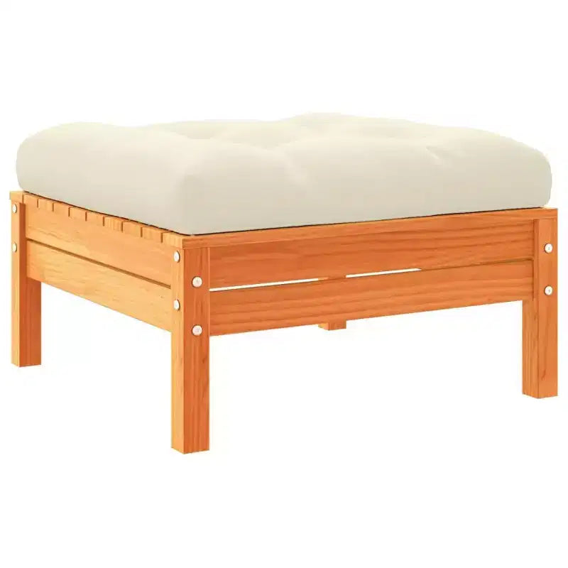 vidaXL Ensemble de canapés de jardin Marron cire, crème Bois de pin massif, Tissu Oxford