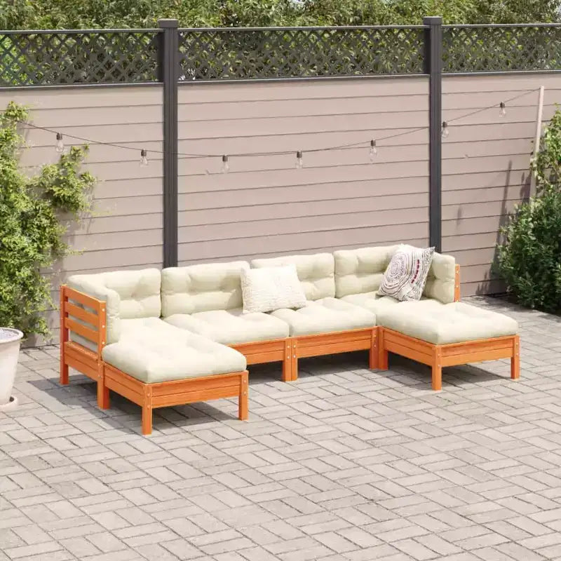 vidaXL Salon de jardin modulaire marron ciré en pin massif grand format