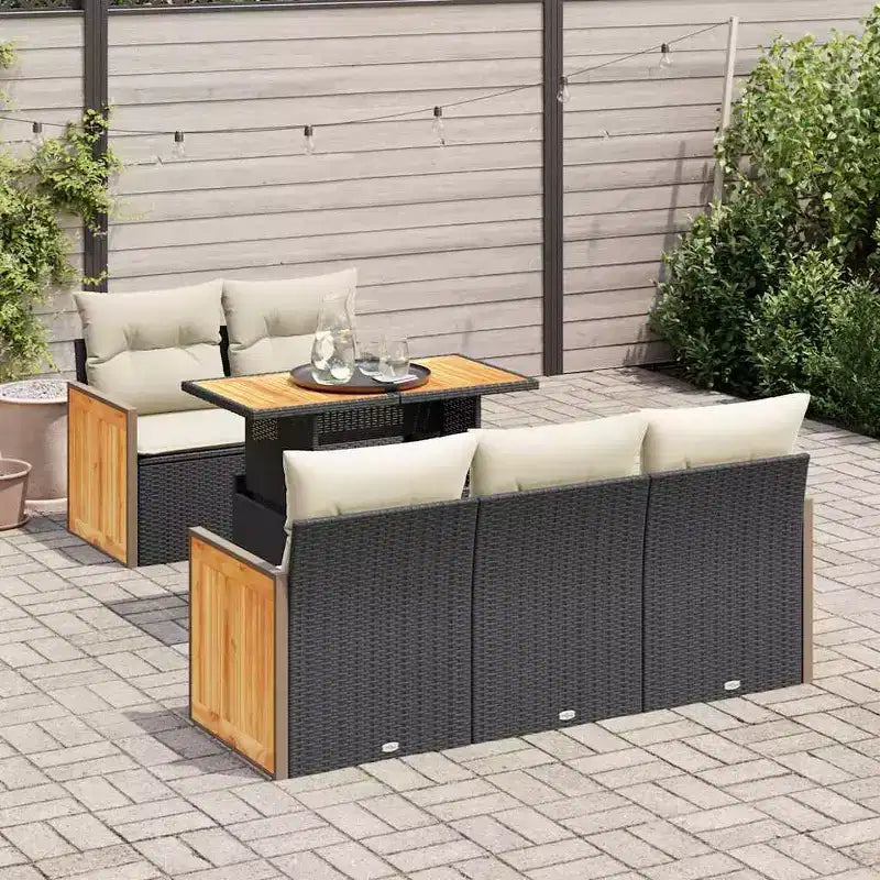 vidaXL Salon de jardin noir et crème