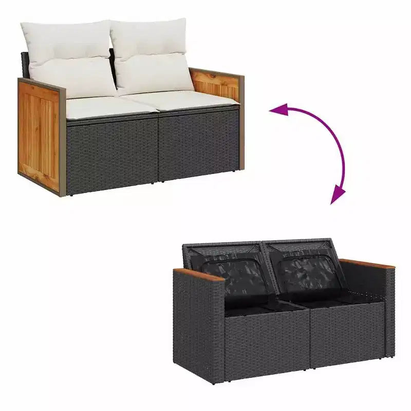 vidaXL Salon de jardin noir et crème