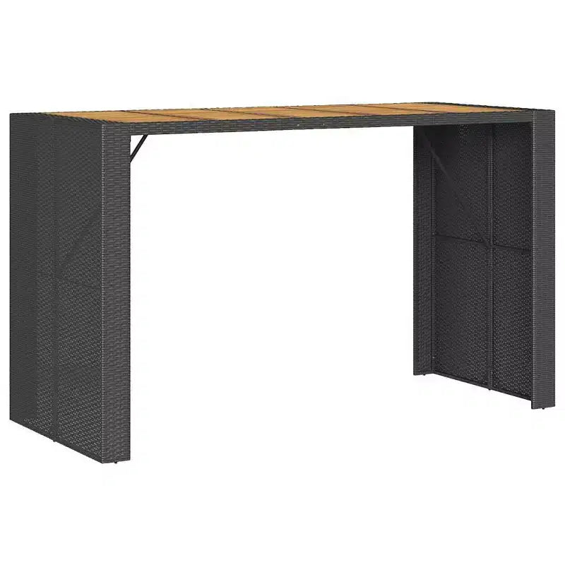 vidaXL Ensemble de bar d'extérieur 7 pièces noir - Poly rotin et acacia résistants aux intempéries avec tabourets