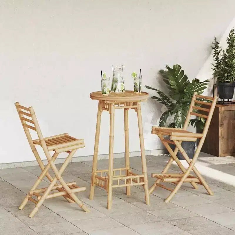 vidaXL Ensemble de bar d'extérieur bambou naturel moyen pliable