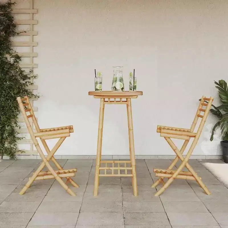 vidaXL Ensemble de bar d'extérieur bambou naturel moyen pliable