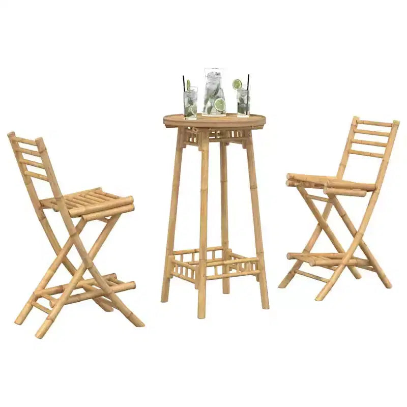 vidaXL Ensemble de bar d'extérieur bambou naturel moyen pliable