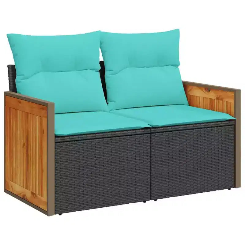 vidaXL Salon de jardin 5 pièces avec coussins résine tressée noir