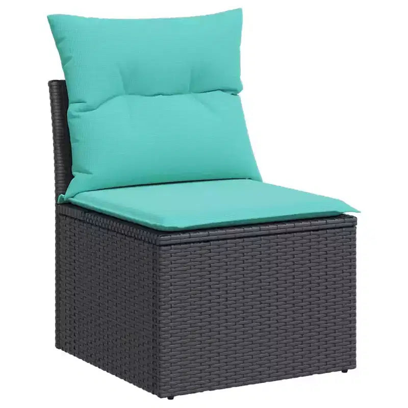vidaXL Salon de jardin 5 pièces avec coussins résine tressée noir