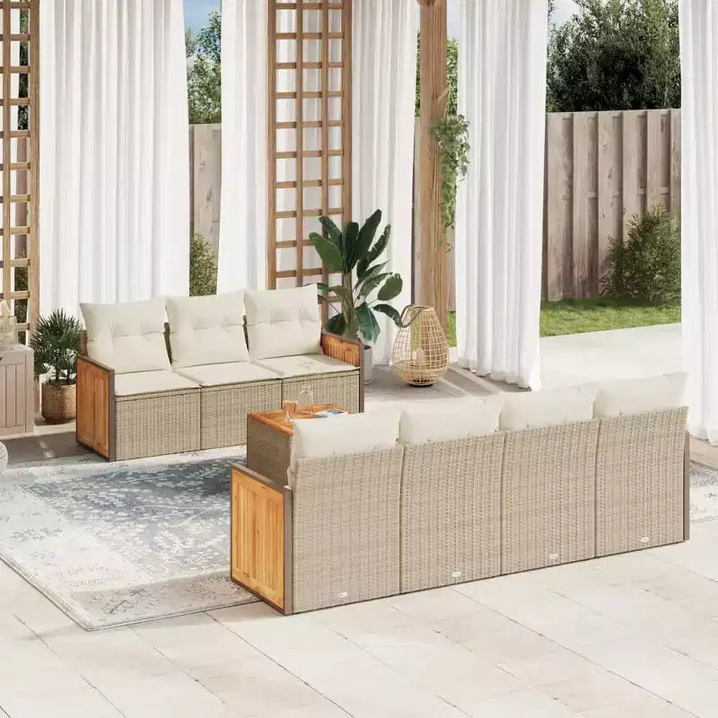vidaXL Salon de jardin beige, blanc crème