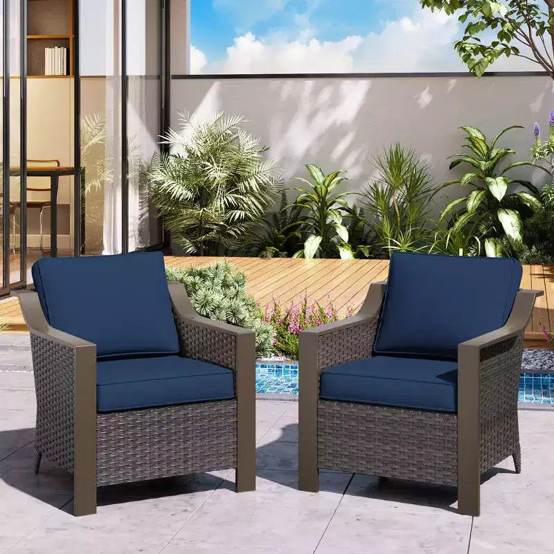 Ensemble de 2 chaises en osier pour terrasse extérieure UPTIOT