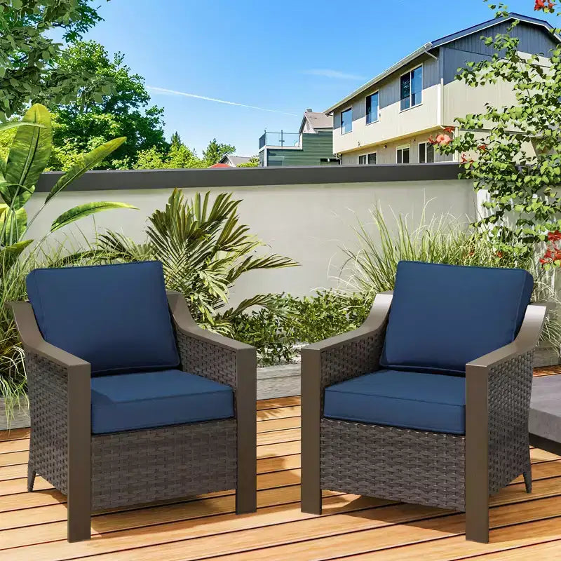 Ensemble de 2 chaises en osier pour terrasse extérieure UPTIOT