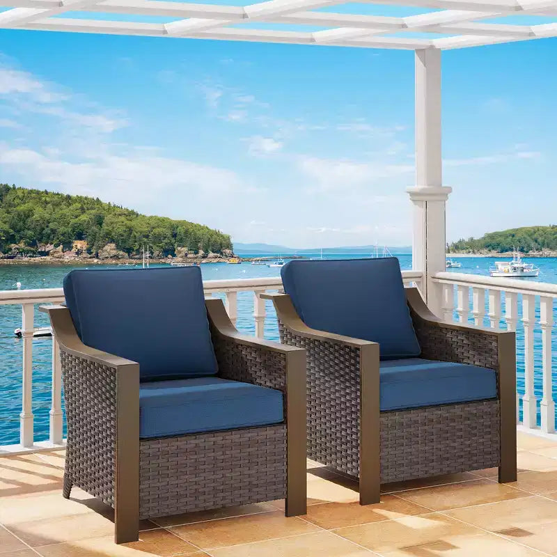 Ensemble de 2 chaises en osier pour terrasse extérieure UPTIOT