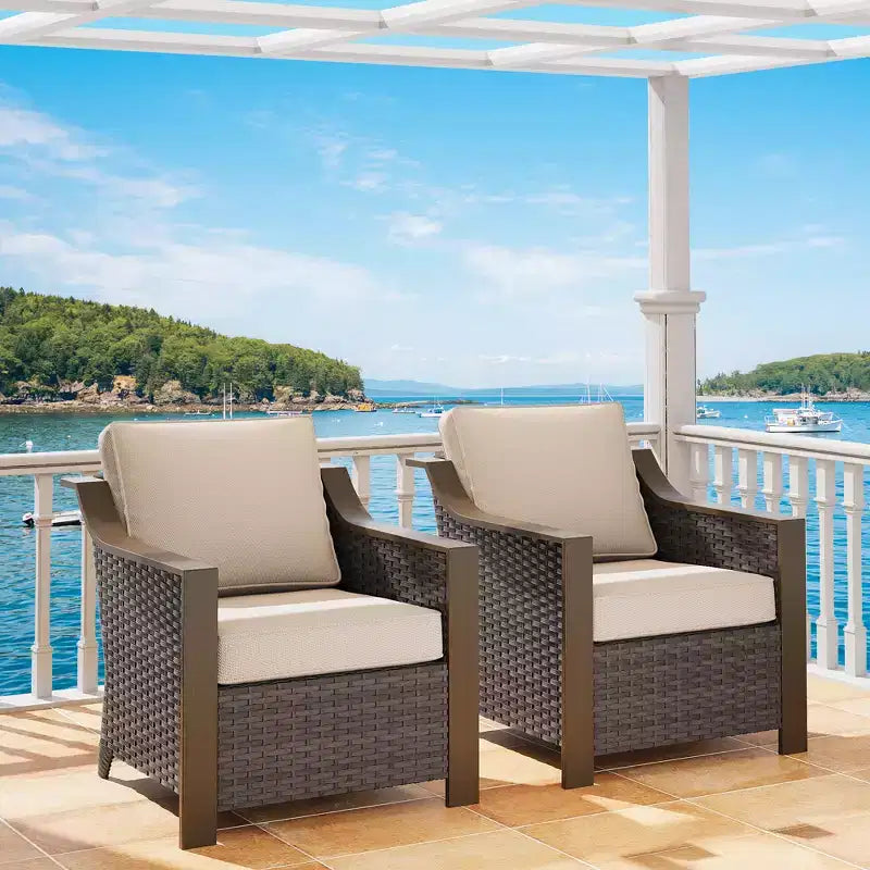 Ensemble de 2 chaises en osier pour terrasse extérieure UPTIOT