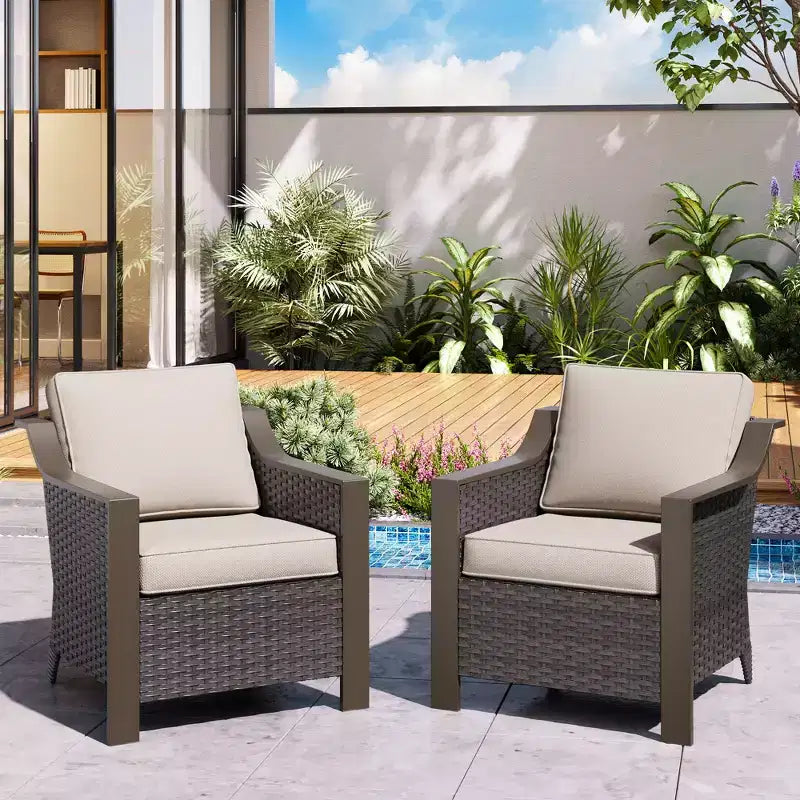 Ensemble de 2 chaises en osier pour terrasse extérieure UPTIOT