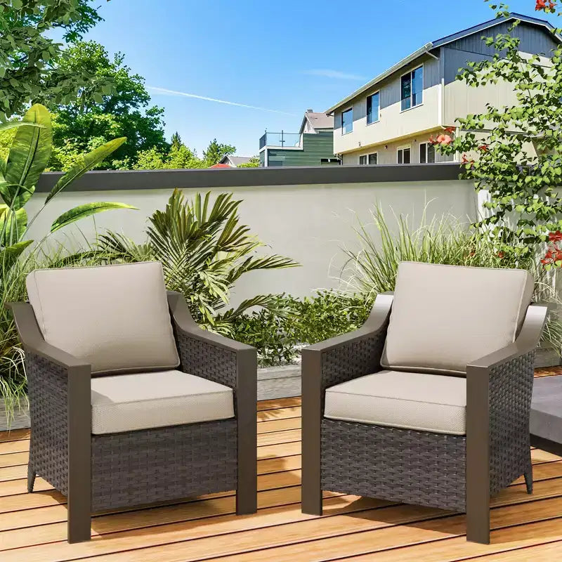 Ensemble de 2 chaises en osier pour terrasse extérieure UPTIOT