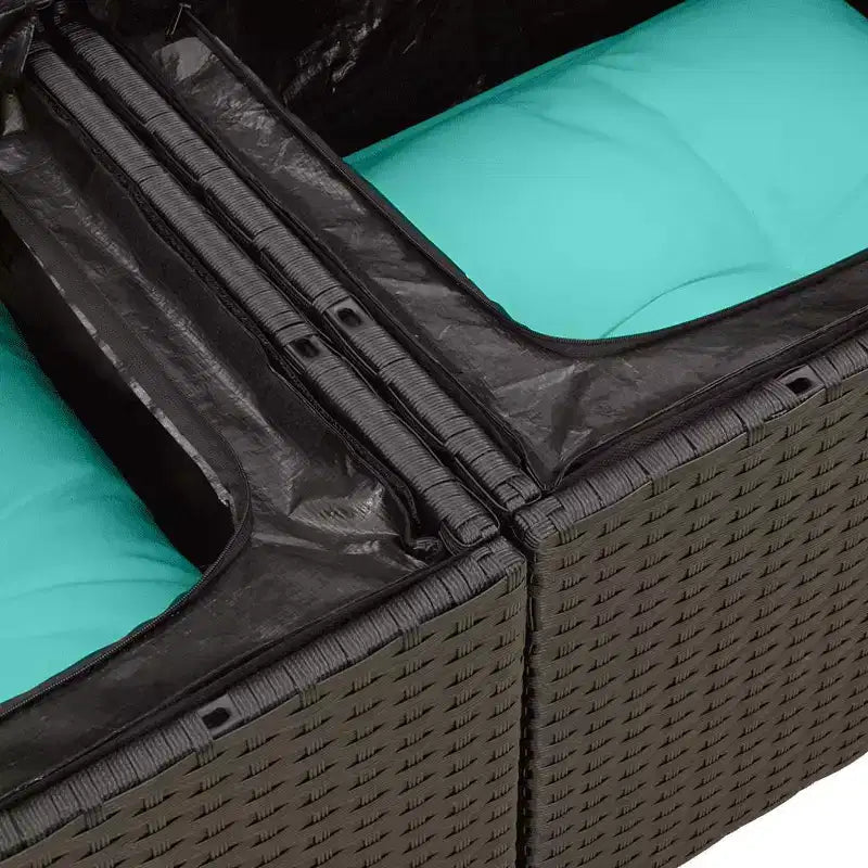 vidaXL Salon de jardin 7 pcs avec coussins résine tressée noir