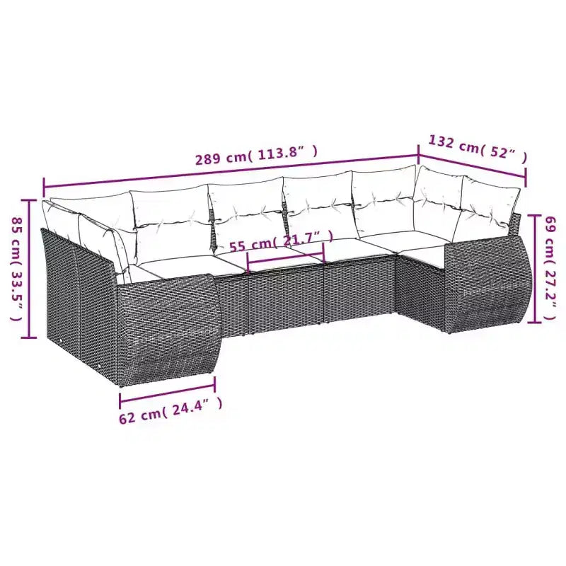 vidaXL Ensemble de canapé de jardin 7 pièces avec coussins - Noir et crème