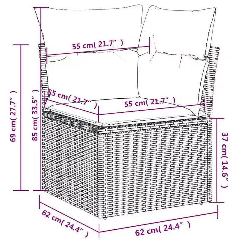 vidaXL Ensemble de canapés de jardin 4 pièces avec coussins résine tressée noir