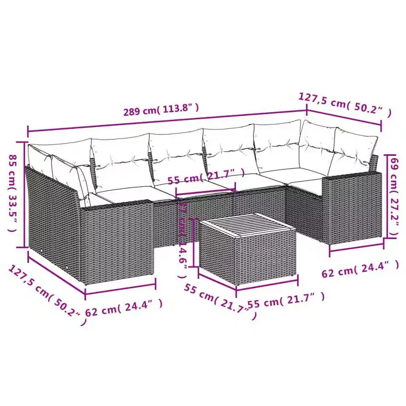 vidaXL Salon de jardin noir résine tressée 8 pcs Matériaux résistants aux UV