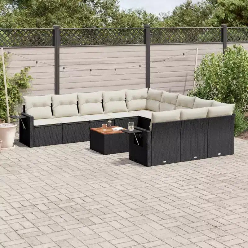 vidaXL Salon de jardin noir, crème