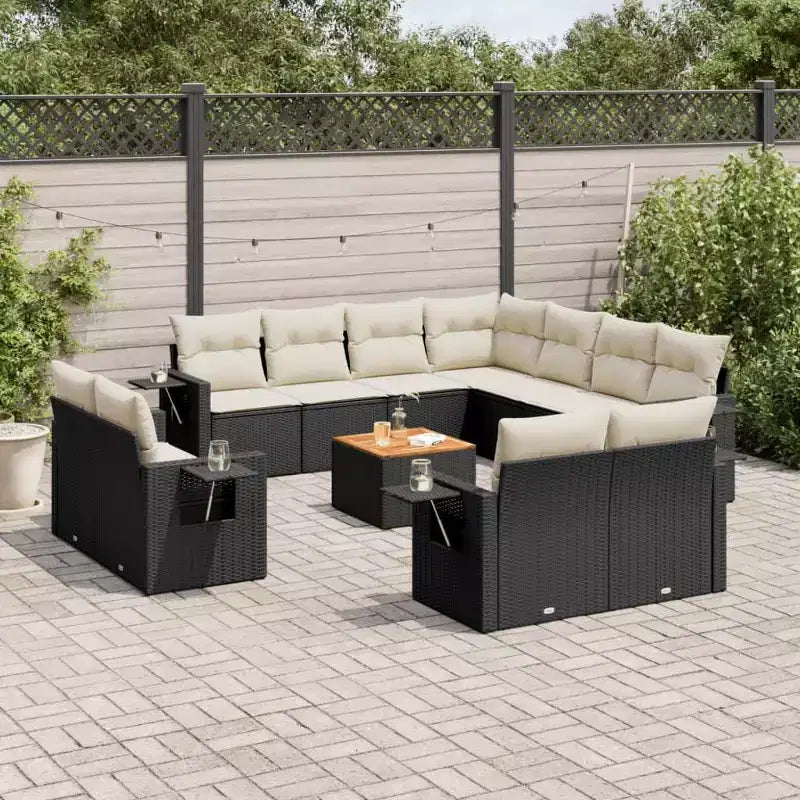 vidaXL Salon de jardin noir et crème