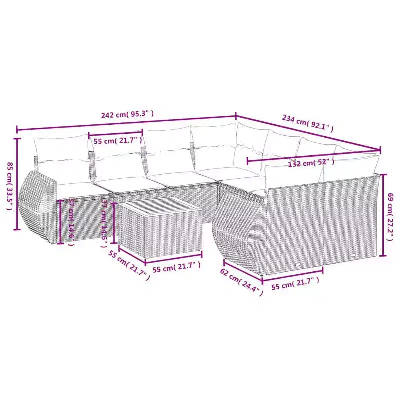 vidaXL Ensemble de canapés de jardin noir, blanc crème