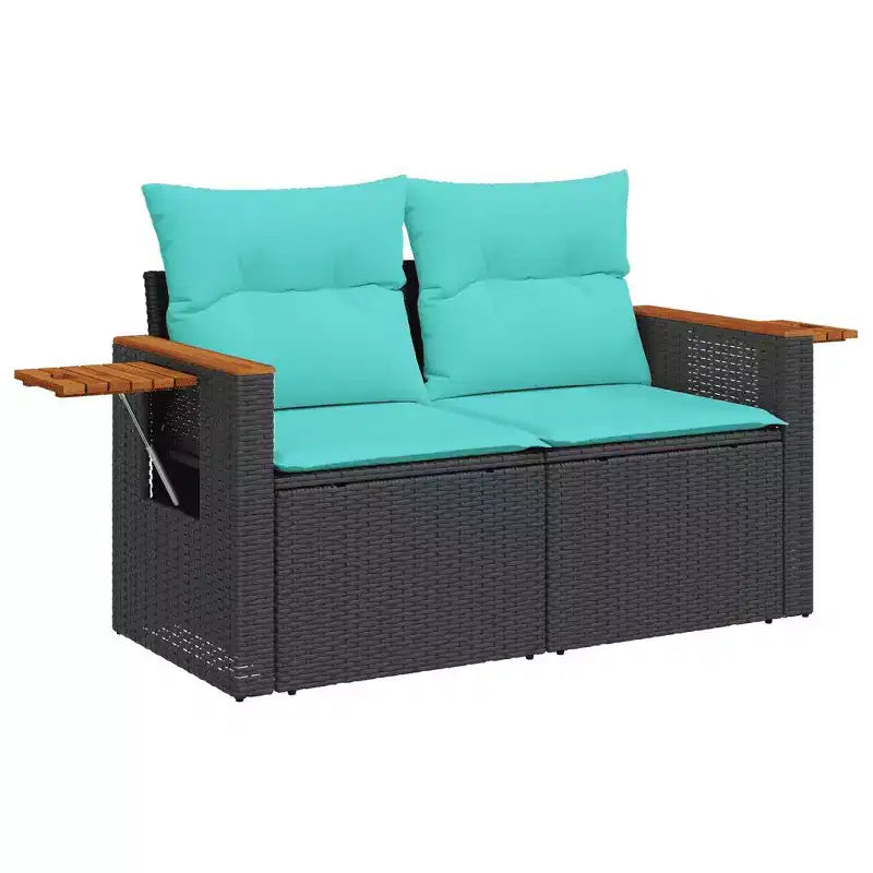 vidaXL Salon de jardin 9 pièces avec coussins - Noir