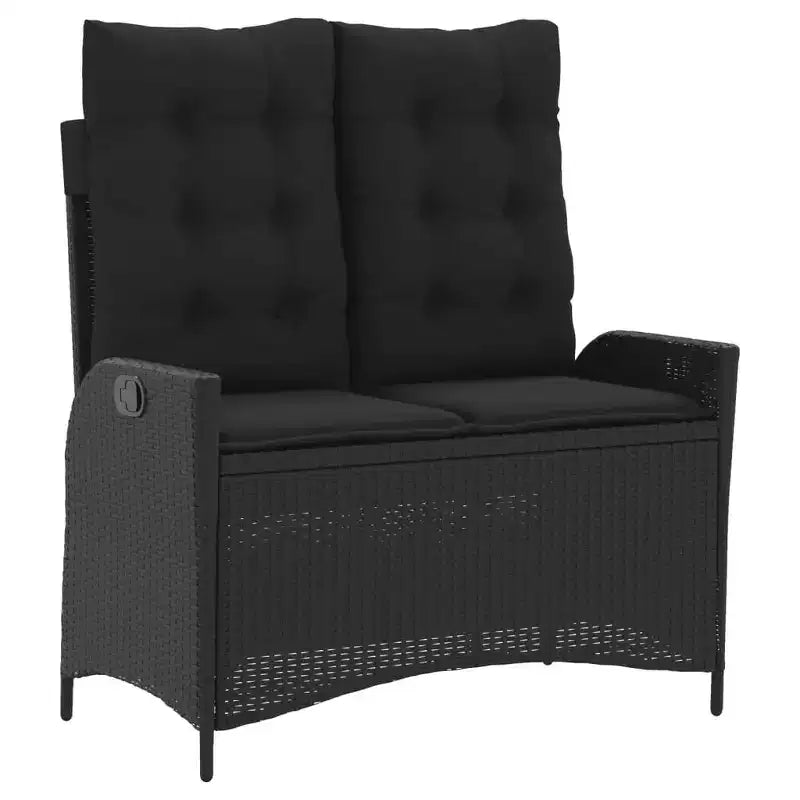 vidaXL Ensemble de salle à manger d'extérieur avec coussins - 2 pièces, rotin synthétique noir, table de jardin et banc inclinable