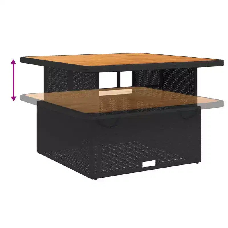 vidaXL Ensemble de salle à manger d'extérieur avec coussins - 2 pièces, rotin synthétique noir, table de jardin et banc inclinable