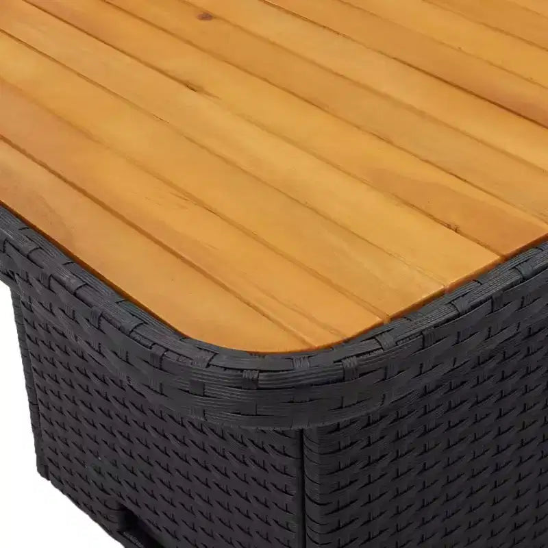 vidaXL Ensemble de salle à manger d'extérieur avec coussins - 2 pièces, rotin synthétique noir, table de jardin et banc inclinable