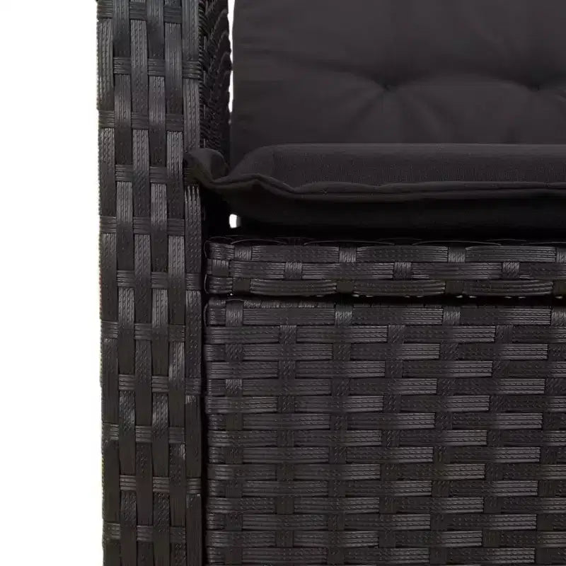 vidaXL Ensemble de salle à manger d'extérieur avec coussins - 2 pièces, rotin synthétique noir, table de jardin et banc inclinable
