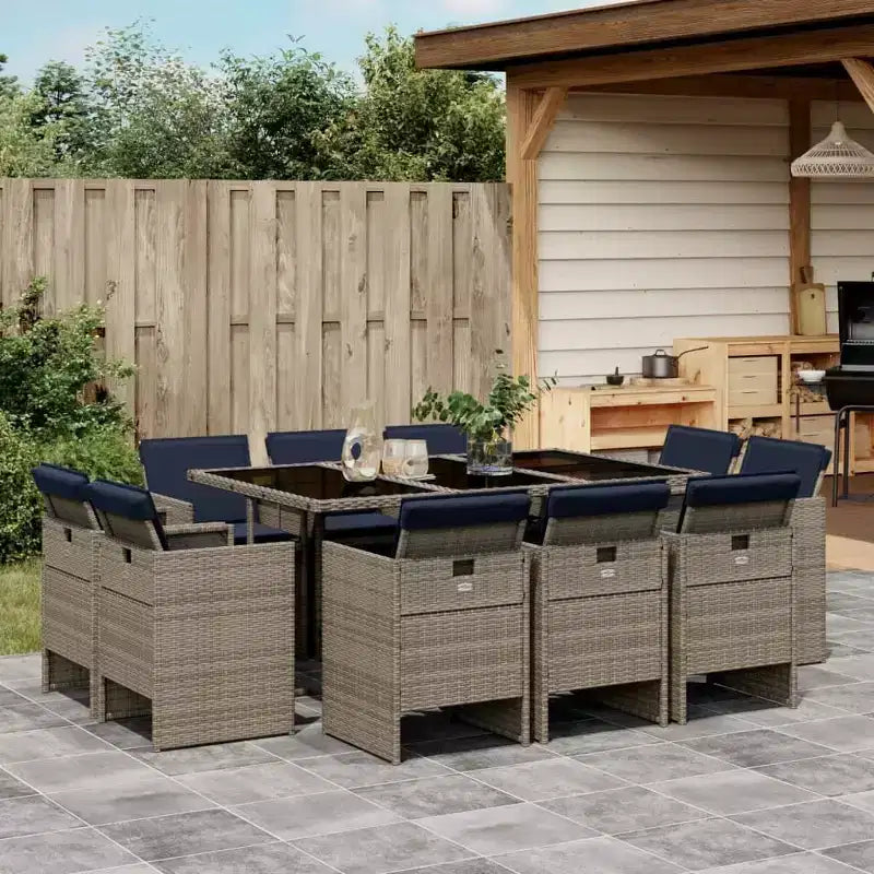 vidaXL Salon de jardin 10 places pliable en résine tressée grise