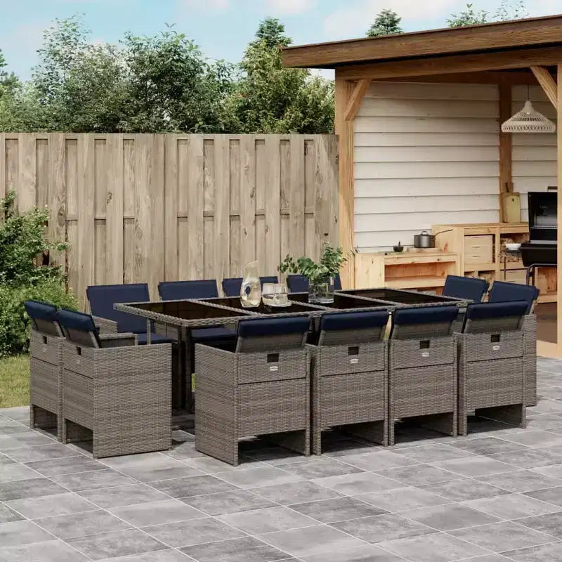 vidaXL Ensemble de salle à manger d'extérieur 12 pcs Gris et noir