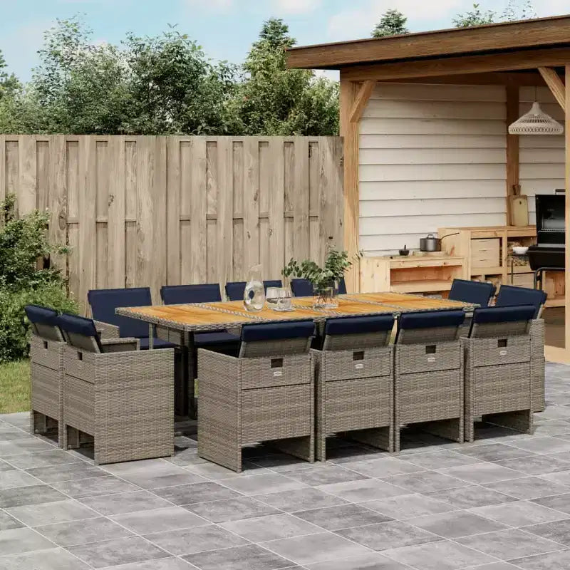 vidaXL Ensemble de salle à manger d'extérieur 12 pcs Gris, Marron, Bleu marine