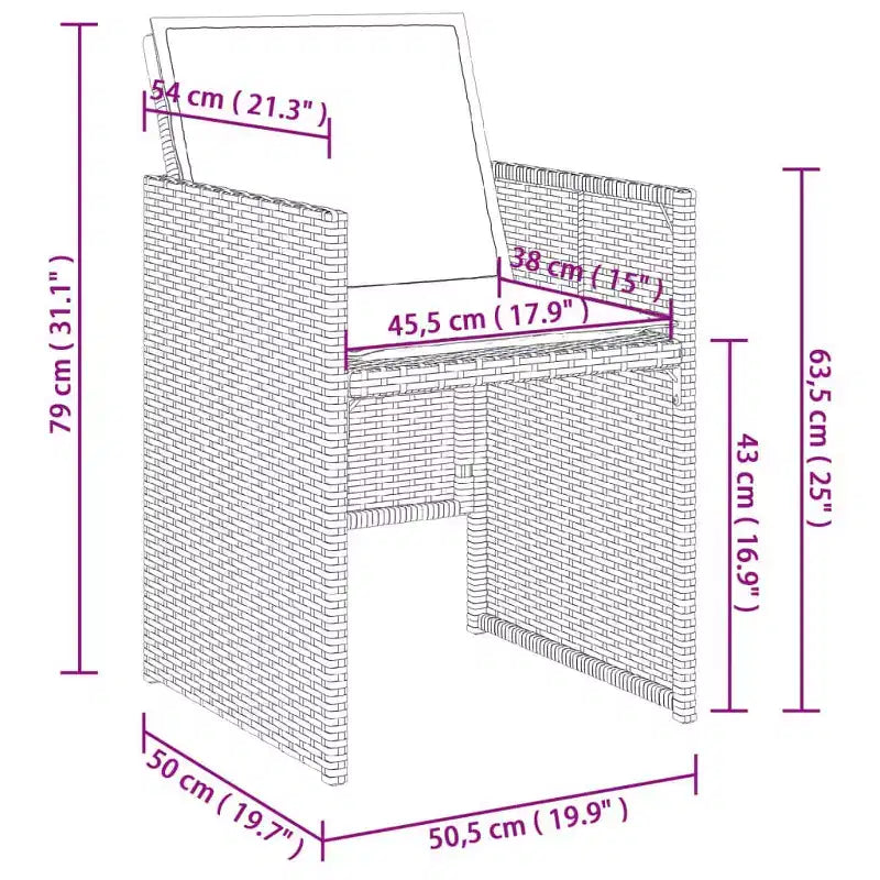vidaXL Ensemble de salle à manger d'extérieur 12 pcs Gris, Marron, Bleu marine