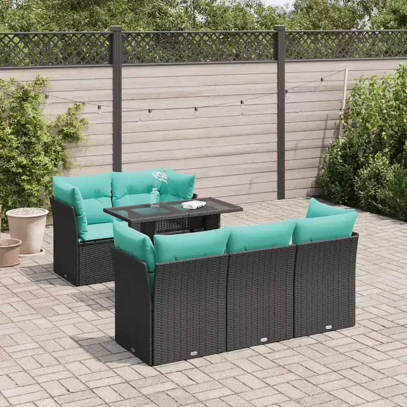 vidaXL Ensemble de canapés de jardin 6 pièces avec coussins en rotin synthétique et acacia noir