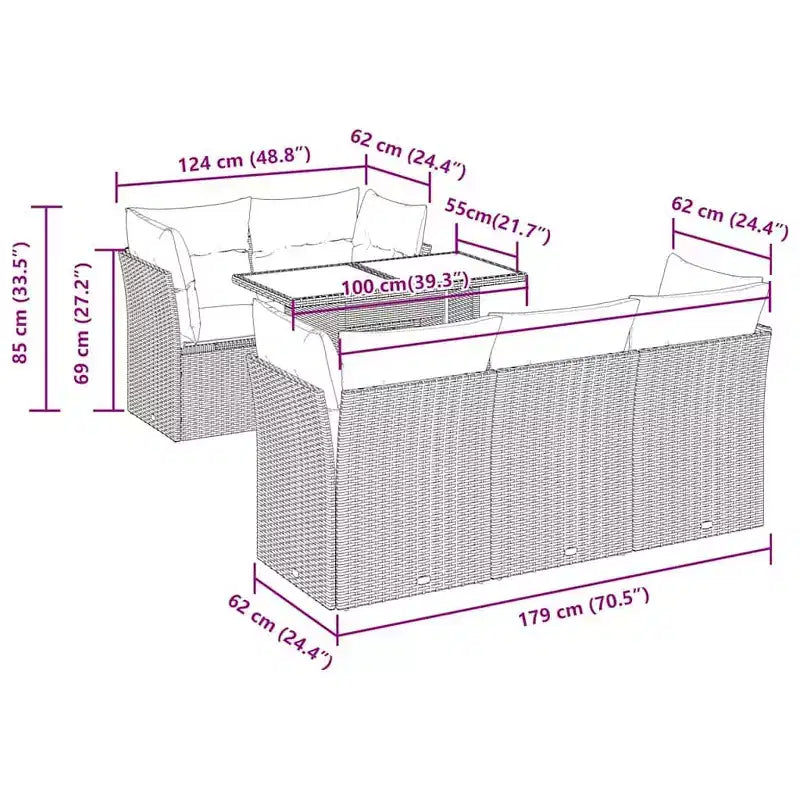 vidaXL Ensemble de canapés de jardin 6 pièces avec coussins en rotin synthétique et acacia noir