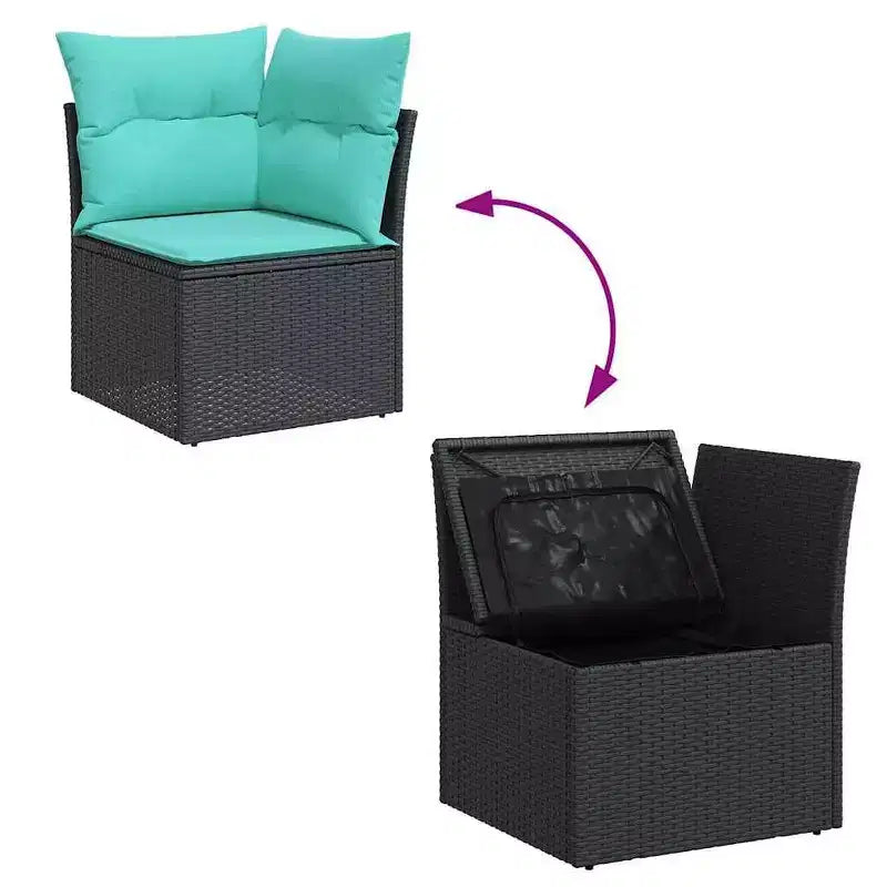 vidaXL Ensemble de canapés de jardin 6 pièces avec coussins en rotin synthétique et acacia noir
