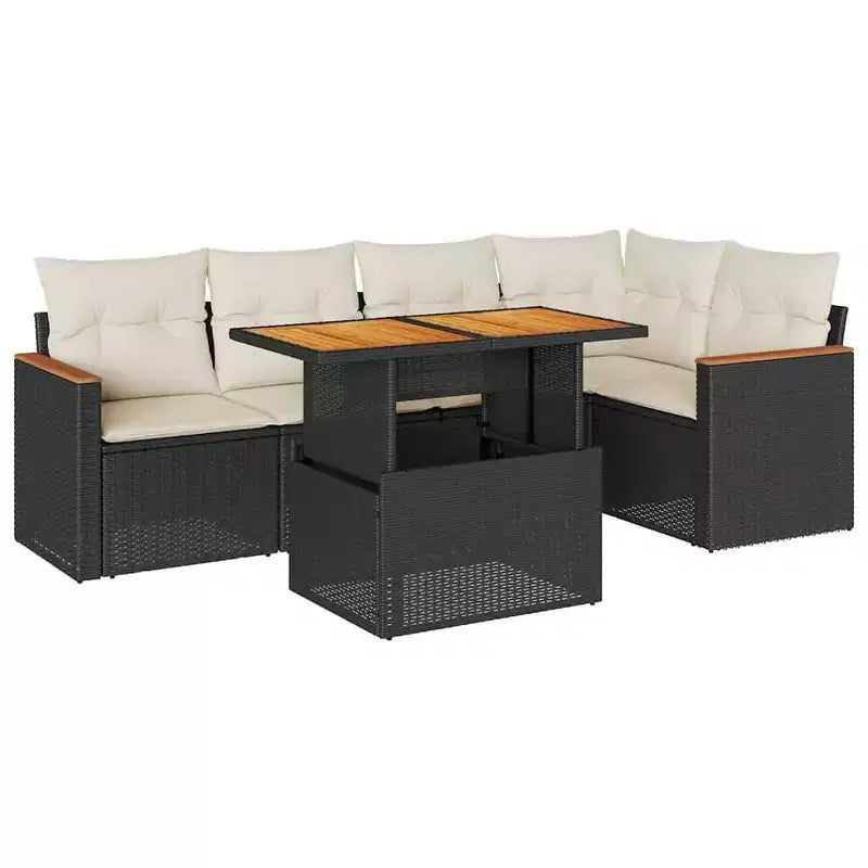 vidaXL Garden Sofa Set Black PE Rattan Large Modular Garden Sofa Set