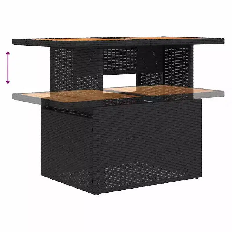 vidaXL Salon de jardin noir en résine tressée, grand canapé de jardin modulable