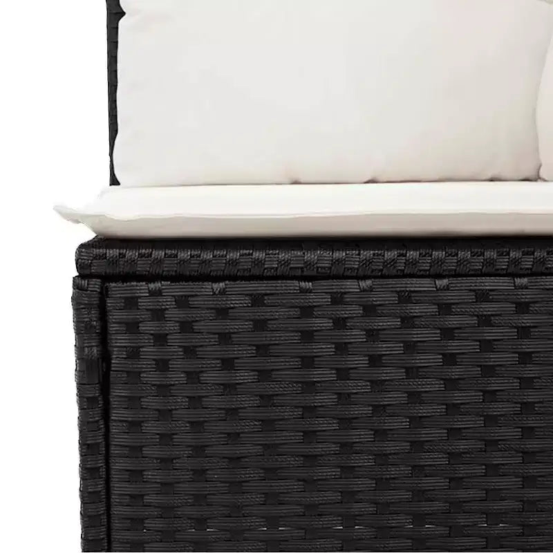 vidaXL Salon de jardin noir en résine tressée, grand canapé de jardin modulable